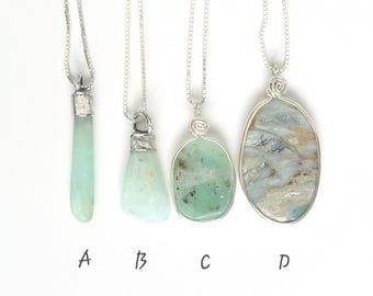 Peruvian Opal Handmade Artist Pendant Necklace, Sterling Silver Chain Included