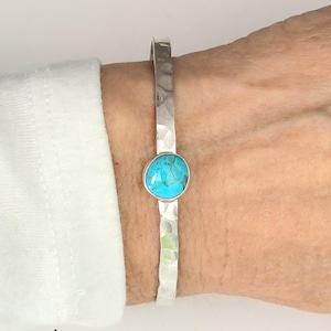Turquoise Cuff Bracelet Natural USA Turquoise Handmade Sterling Silver Dainty Choose Your Stone and Size Artist Stackable Statement