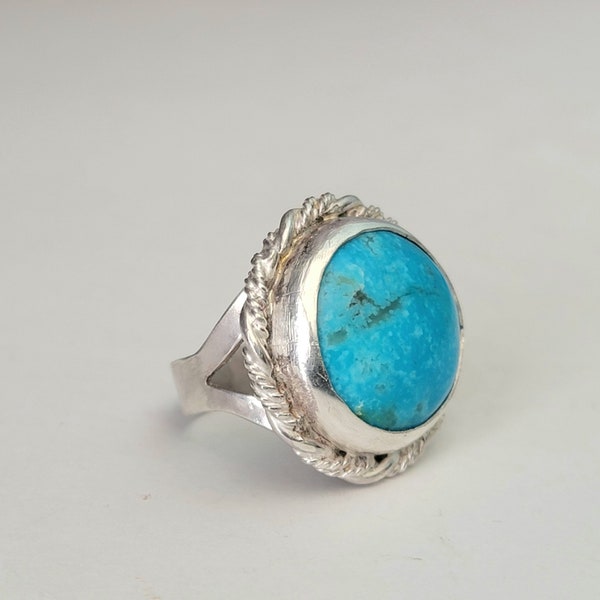 Turquoise Ring, Sterling Silver Handmade Statement Ring, Western Turquoise Ring, Arizona Natural Turquoise, Sky Blue Big Stone Turquoise