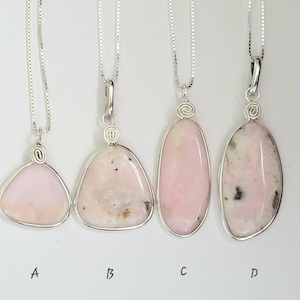 Peruvian Opal Necklace, Sterling Silver Pendant Necklace Natural Pink Opal, Handmade October Birthstone, South American Opal, Chain Included