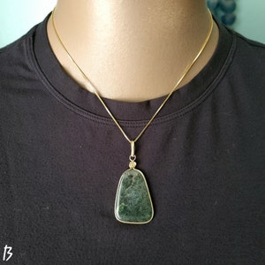 Natural Jade Necklace, Handmade Artist Inspired Green Jade, Wyoming Natural Jade, USA Nephrite Jade And Gold Stone Pendant, May Birthstone