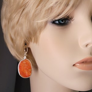 Coral Earrings, Natural Handmade Dangle Coral Earrings, Sterling Silver Artist Inspired, Natural Orange Coral, Modern Original Earrings