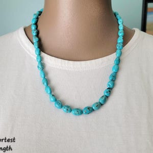 Turquoise Nugget Necklace, Natural Arizona Turquoise Nugget Necklace, Handmade Adjustable Statement  Gift for Wife Mom, Daughter, Birthstone