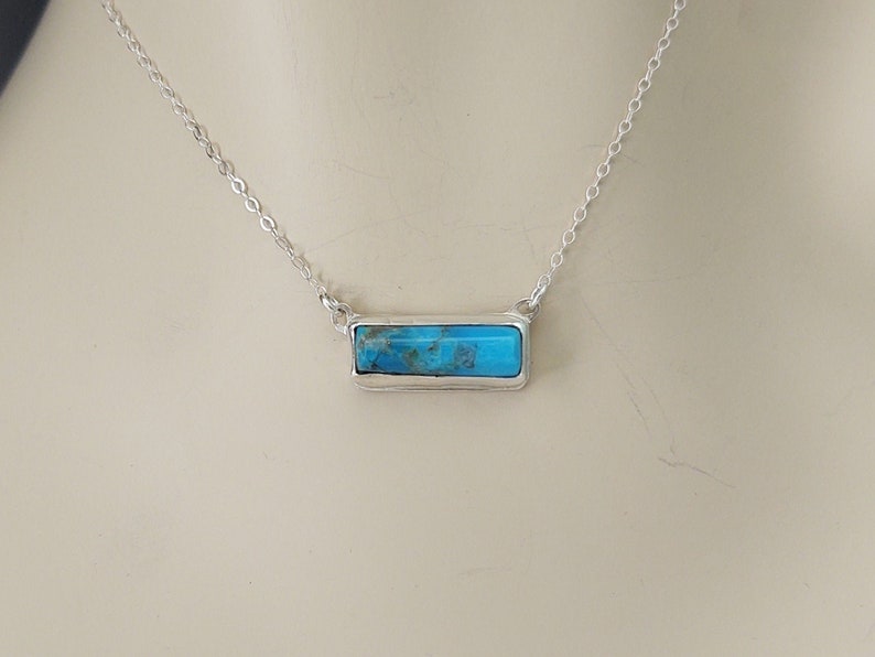 Fun cool and dainty for her Handmade statement bar necklace 925 Sterling Silver Dainty Minimalist Necklace Turquoise Bar Necklace Choker
