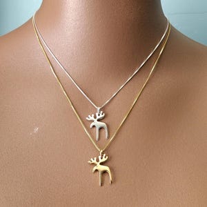 Moose Necklace, Dainty Sterling Silver or Gold Charm, Small Cute Moose, Deer Pendant, Moose Jewelry,  Moose for Friend, Animal Charms Gifts