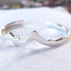 Sterling Silver Cuff Bracelet, Teton Mountain Artist Inspired Timeless Jewelry Small Mountain Cuff Bracelet, Famous Tetons Mountain Bracelet