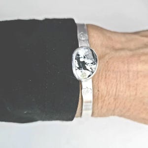 Handmade Sterling Silver White Buffalo Turquoise 925 Cuff Bracelet, Dainty Stone