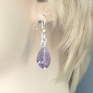 Nugget Amethyst Earrings, Purple Beads Jewelry, Handmade Dangle Crystals, February Birthstone, Natural Translucent Stone Gift for Mom Friend