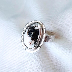 White Buffalo Turquoise Ring, CHOOSE Your STONE and Your SIZE Sterling Silver, Small Dainty Ring, Handmade White Buffalo Ring, Gift for Her