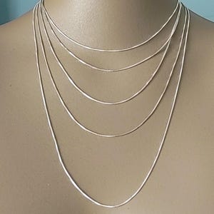 Sterling Silver Chain Choice of 15", 16", 18", 20", 24", 30" Dainty Box Chain, Solid Silver Necklace Chain, Choker For Pendants and Charms