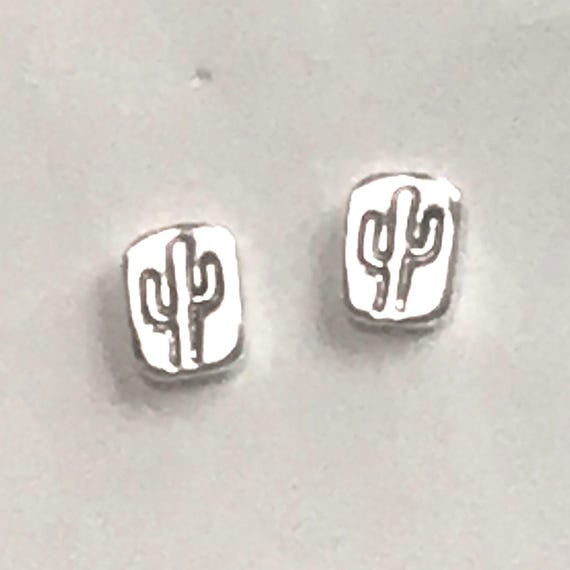Saguaro Cactus Stud Earrings, Nature Inspired 925 Sterling Silver Posts, Southwestern Sonoran Jewelry Gift Cactus Desert Lover, 10mm Studs