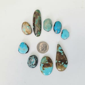 Turquoise Cabochons, Southwestern USA Sourced, Hand Cut and Polished Blue & Green Gemstone Cabs, Natural Turquoise Cabs for Jewelry Making