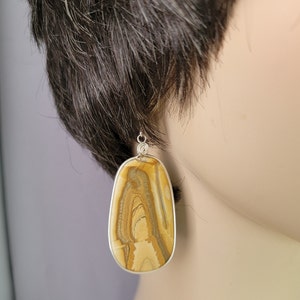 Jasper Earrings, Natural Arizona Gemstone, Statement Earrings, Large Picture Jasper, Handmade Sterling Silver Artist Detailed, Natural Stone