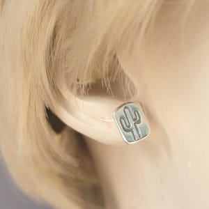 Saguaro Cactus Stud Earrings, Nature Inspired 925 Sterling Silver Posts, Southwestern Sonoran Jewelry Gift Cactus Desert Lover, 10mm Studs image 7