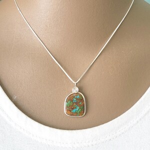 Turquoise Necklace, Small Silver Pendant, Natural Turquoise Necklace, Handmade Nevada Boulder Turquoise, Western Turquoise, Dainty Necklace