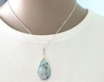 Peruvian Opal Pendant Necklace, Handmade 925 Sterling Silver, Natural Peruvian Gemstone, October Birthstone Gift