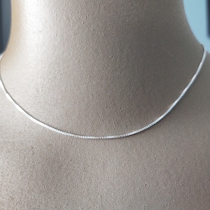 Sterling Silver Chain, 15&quot; length for Tiny Charms, Dainty Box Chain, Silver Necklace Chain, Ready to ship, Choker Chain For Pendants, Charms