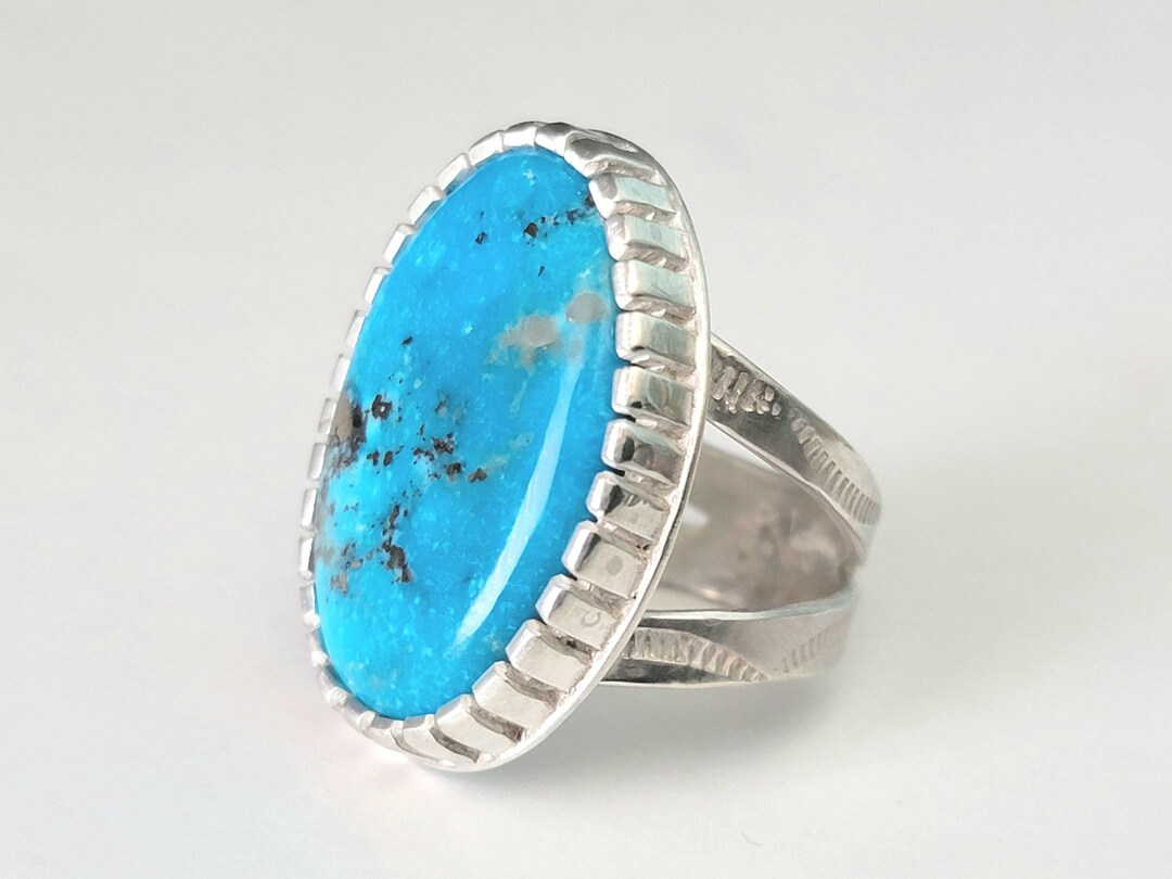 Morenci Turquoise Western Statement Ring, Handmade 925 Sterling Silver ...