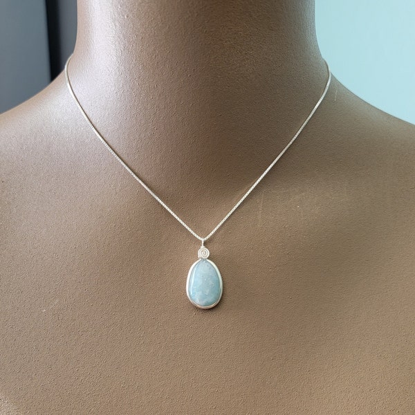 Peruvian Opal Necklace, Sterling Silver Pendant Necklace, Natural Andean Opal, Handmade October Birthstone Necklace, Real Opal Necklace