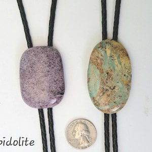 Bolo Tie, Choose Your Own Natural Turquoise Stone Bolo Tie, Leather Cord, Brass Silver Tips, Gift for Boyfriend Husband Dad Cowboy Neck Wear