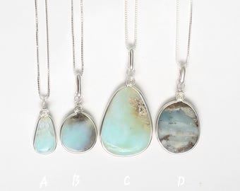 Peruvian Opal Necklace, Sterling Silver Pendant Necklace, Natural Opal, Handmade October Birthstone Necklace, Real South American Opal Gift