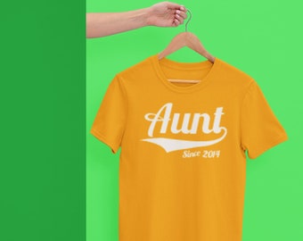 Funny Aunt T-Shirt Aunt Since 2014 T-Shirt Gifts for Family Friends T-Shirt Unisex Ladies Woman's Shirt