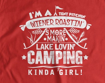 Camping T-Shirt Camping Kinda Girl  T-shirt Funny T-Shirt Screen Printed tee Shirt Mens Ladies Womens Youth Kids