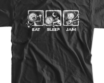 Funny Shirt Eat Sleep Jam T-shirt V4 Jam Band Rock Band Jam Night Guitar Drums Bass Band Shirt Gifts for Dad Music Women Mens Ladies T-Shir