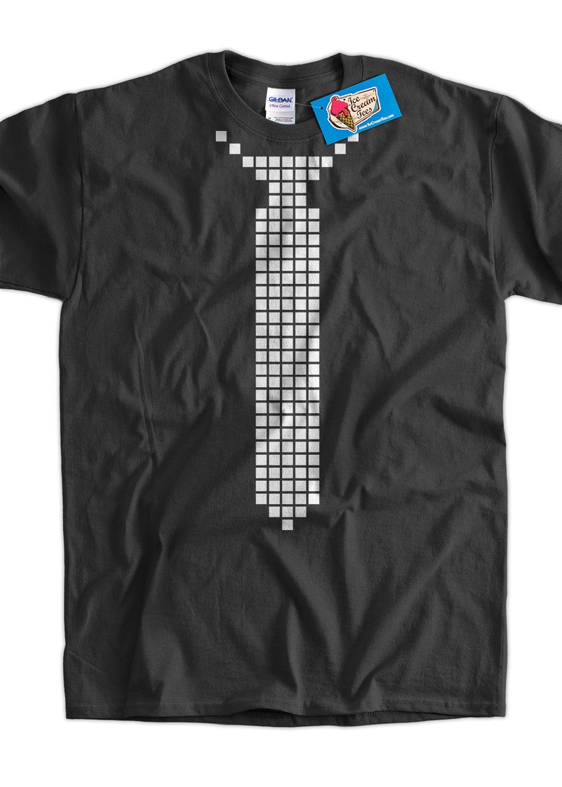 Pixel Tie Screen Printed T-Shirt Tee Shirt T Shirt Mens Ladies Womens Youth Kids Funny Geek image 1