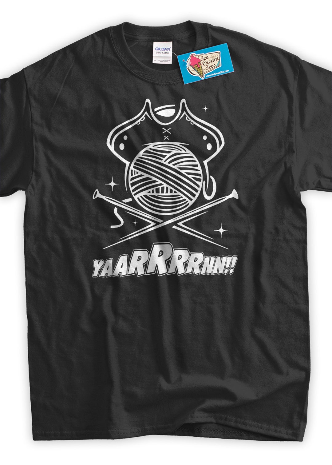 Funny Knitting Tshirt Yaarrrnn Yarn Pirate Tshirt Knitter Crafty