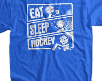 Eat Sleep Hockey T-Shirt Gifts for Dad Hockey Gifts For Guys Screen Printed T-Shirt Tee Shirt T Shirt Mens Ladies Womens Youth Kids