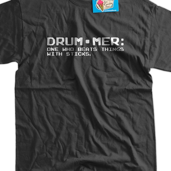 Definition of a Drummer Screen Printed T-Shirt Mens Ladies Womens Youth Funny Music Geek Drum Drummer Rock Retro