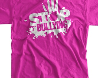 Stop Bullying T-Shirt - school pink shirt day Tshirt Anti Bullying Screen Printed T-Shirt Tee Shirt T Shirt Mens Youth Kids Funny Geek