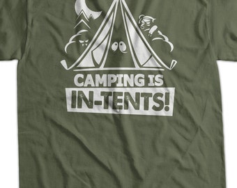 Camping Shirt Camp Shirt summer T-Shirt Camping is in tents white ink for Dad Summer Camper Guys T-Shirt Tee Shirt T Shirt Mens Ladies Women