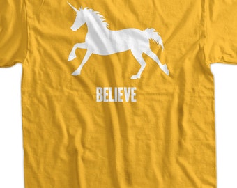 Unicorn Believe T-Shirt - Unicorn Tee Shirt Unicorns Magic Funny Screen Printed Tshirt Mens Ladies Womens Teen Youth Kids