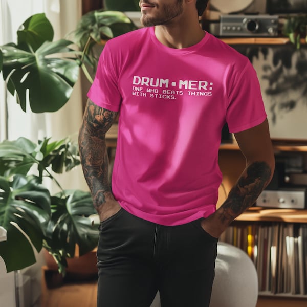 Definition of a Drummer T-Shirt Mens Ladies Womens Youth Funny Music Geek Drum Drummer Rock Retro Direct to film transfer printed