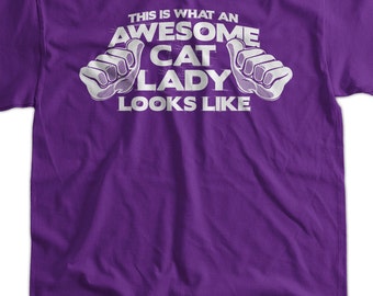 Awesome Cat Lady Tshirt - Cat Tee shirt Funny shirt T-Shirt Mom Womens Ladies Youth Kids You've Cat To Be Kitten Me Right Now