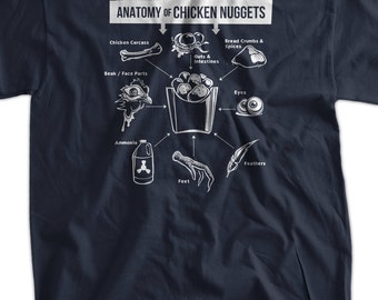 Funny Vegan Vegetarian T-Shirt Anatomy of Chicken Nuggets T-Shirt Screen Printed T-Shirt Tee Shirt T Shirt Mens Ladies Womens Youth Kids