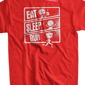Eat Sleep Run V3 T-Shirt Eat Sleep Run Cartoon Running T-Shirt  Gifts for Dad Screen Printed T-Shirt Tee Shirt T Shirt Mens Ladies Womens