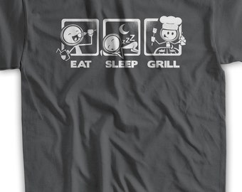 Funny BBQ T-shirt pit master smoker eat sleep grill Their Meat T-Shirt Gifts for Dad  Shirt Mens Ladies Womens