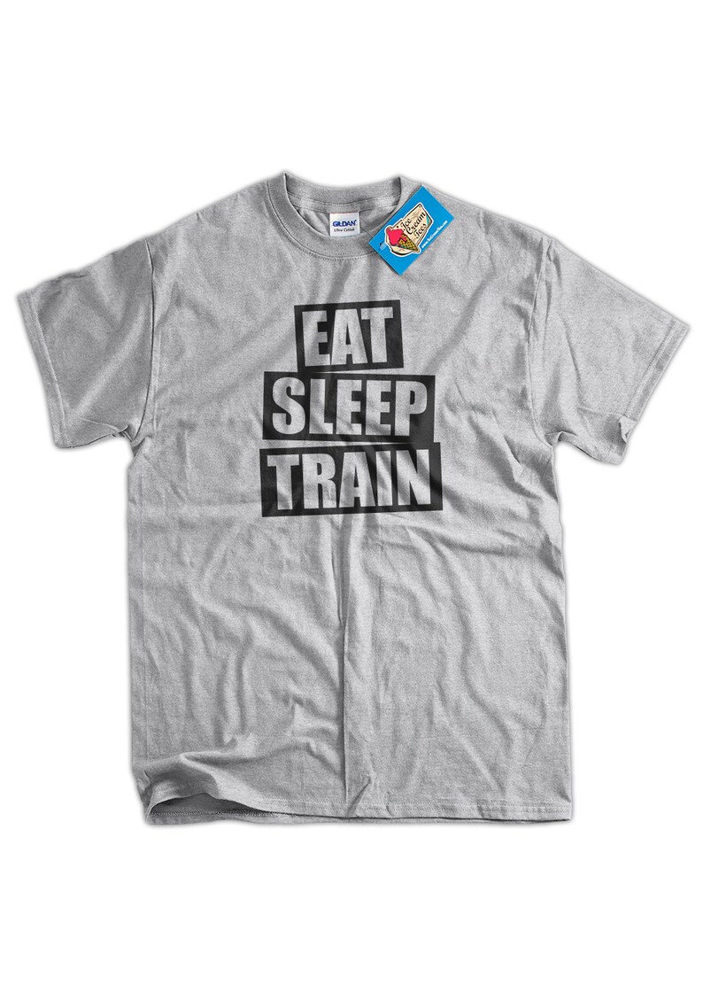 v5 Eat Sleep train shirt workout t shirt body build gym fitness Screen Printed T-Shirt Mens Ladies Women Kid Youth Funny Geek image 2