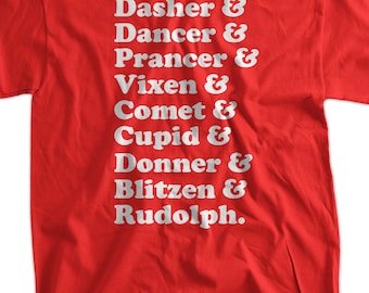 Funny Reindeer Names Christmas T-Shirt Tee Shirt T Shirt Geek Mens Youth Kids holiday xmas santa