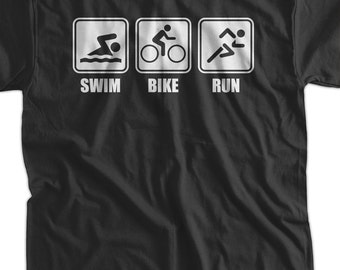 Funny Work Out t-shirt Athlete Triathlon T-shirt V1 Swim Bike Run T-shirt Screen Printed T-Shirt Tee Shirt Mens Ladies Womens Youth Kids