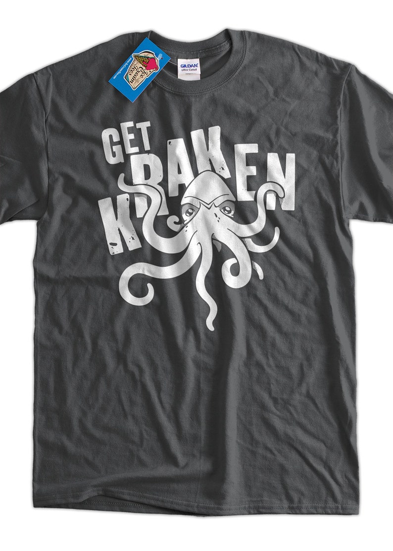 Get Kraken T-Shirt Cthulhu T-Shirt Sea Monster Geek Geeks Literature Lovecraft Screen Printed T-Shirt Tee Shirt T Shirt Mens Ladies Womens image 1