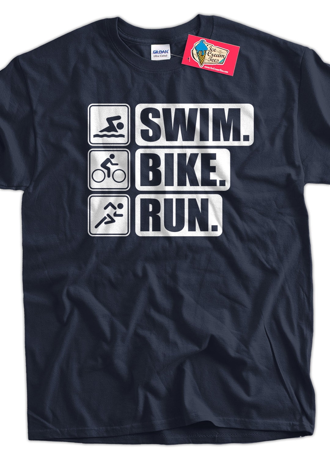 Funny Work Out T-shirt Athlete Triathlon T-shirt Swim Bike Run V5 T ...