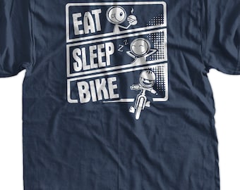 Eat Sleep Bike T-Shirt V3 Eat Sleep Bike Cartoon T-Shirt Biking Bicycle T-Shirt  Screen Printed T-Shirt Tee Shirt T Shirt Mens Ladies Womens