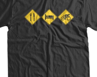 Eat Sleep Cycle V1 BICYCLE road sign Bike Bicycle Screen Printed T-Shirt Mens Ladies Womens Youth Funny Geek Sports Cycle Fitness Athlete