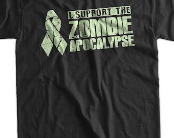 Funny Zombie T-shirt I Support The Zombie Apocalypse T-Shirt Screen Printed T-Shirt Tee Shirt Mens Ladies Womens Youth Kids