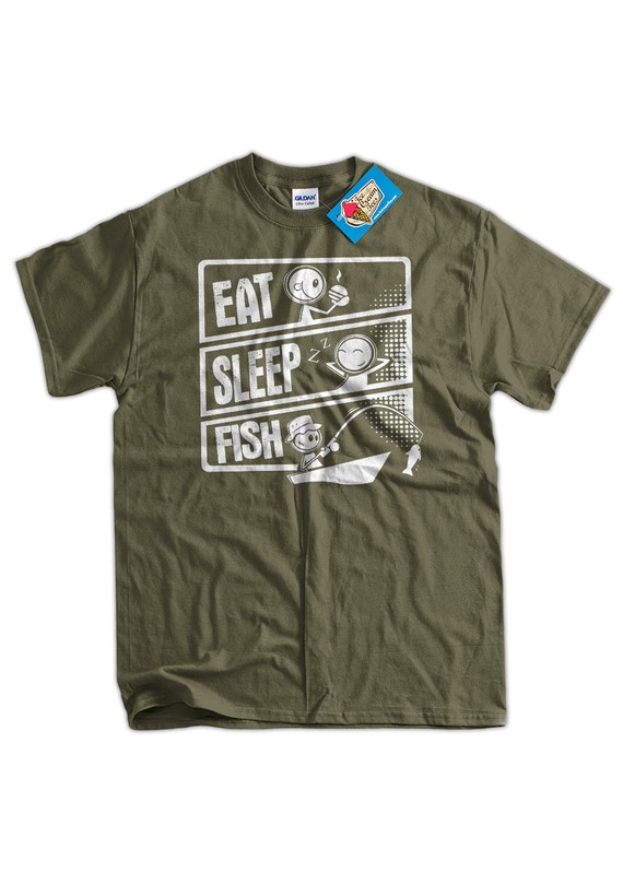 Funny Fishing T-shirt Eat Sleep Fish V3 T-shirt Gifts for Dad Fly Fishing  Screen Printed T-shirt Tee Shirt T Shirt Mens Ladies Womens 