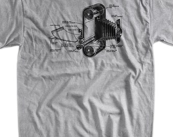 Camera Photography Gifts For Photographer Vintage Antique Film Camera Printed on a New Screen Printed T-Shirt Mens Ladies Womens Youth Kids